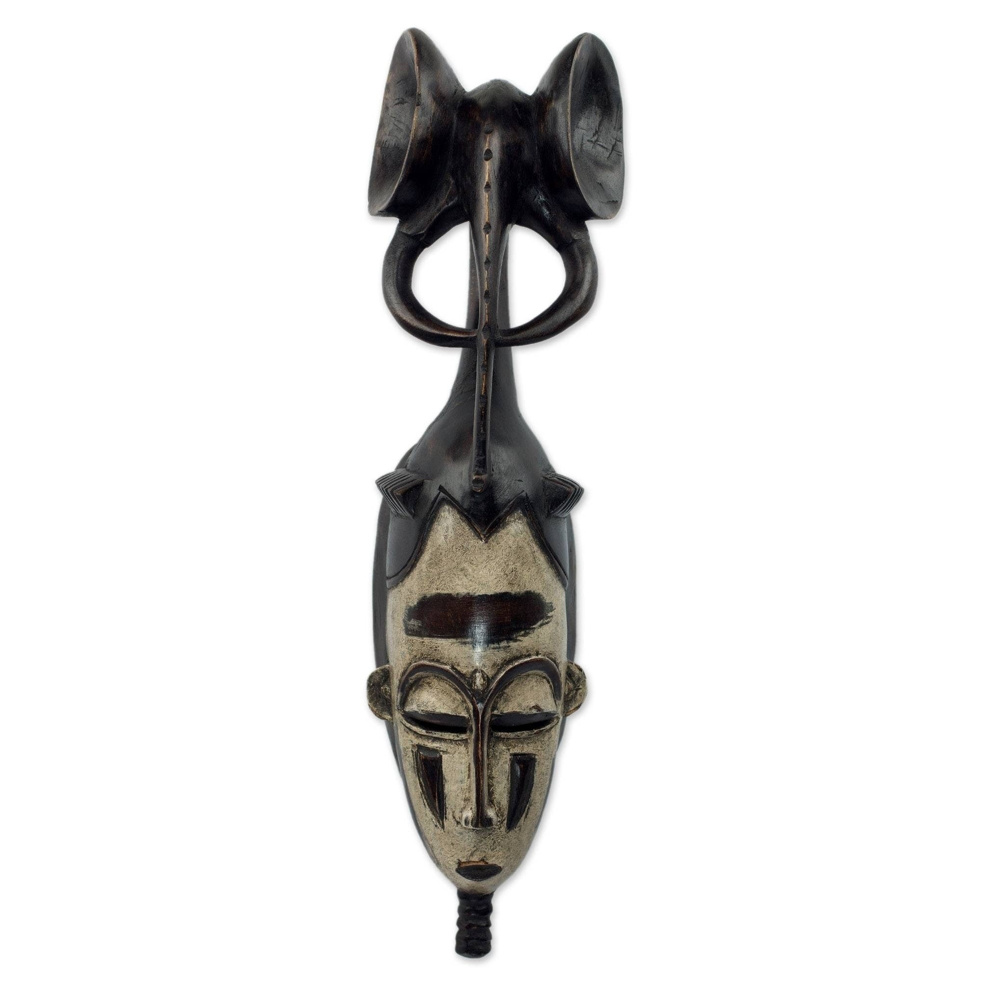 Handcrafted Sese Wood Brave And Strong African Wall Mask Ghana