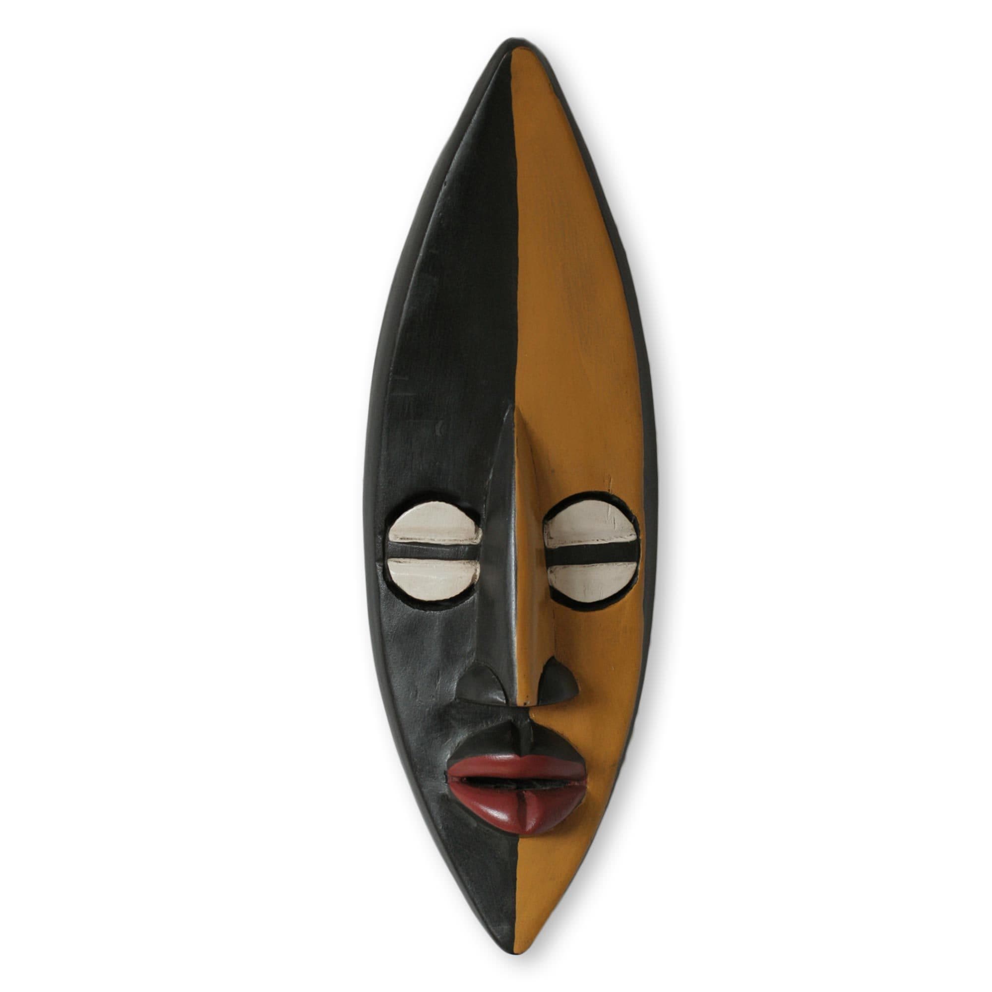 Handmade Sese Wood Companionship African Wall Mask Ghana