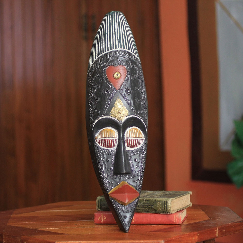 Handmade Sese Wood Love African Wall Mask Ghana