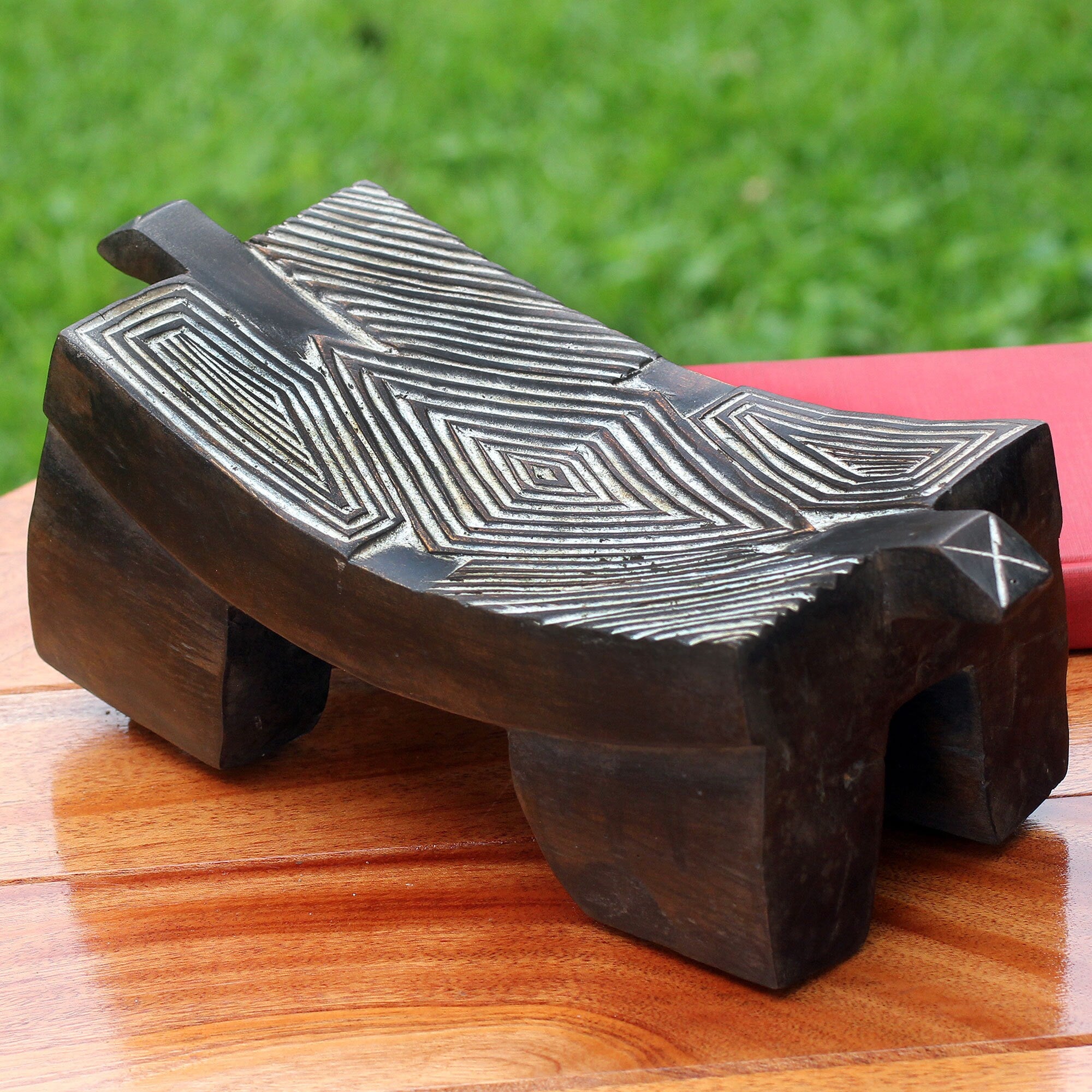Handcrafted Sese Wood Senufu Goodnight Dreams Sculpture Ghana