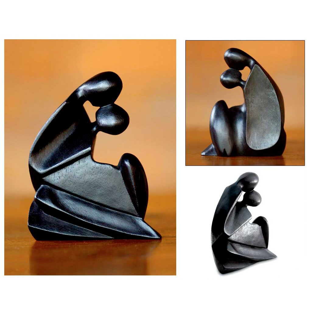 Handcrafted Suar Wood First Kiss Sculpture Handmade In Indonesia