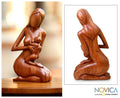 Handcrafted Suar Wood Mother And Her Child Sculpture Handmade In Indonesia