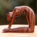 Handcrafted Suar Wood Ustrasana Mermaid Sculpture Indonesia