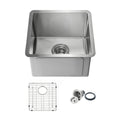 Handcrafted Undermount Single Bowl Real 16 Gauge Stainless Steel Kitchen Sink With Strainer And Grid