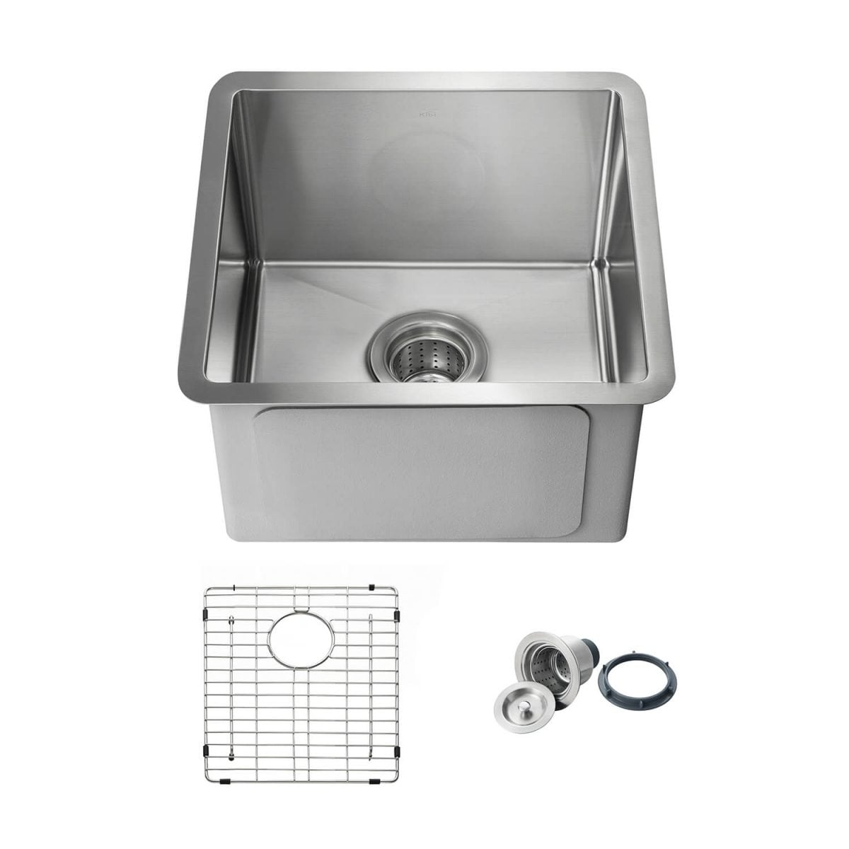 Handcrafted Undermount Single Bowl Real 16 Gauge Stainless Steel Kitchen Sink With Strainer And Grid