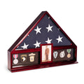 Handcrafted Military Flag And Medal Display Wood Case Large