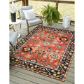 Handknotted Wool Rust Navy Traditional All Over Traditional Knot Rug 76 X 96