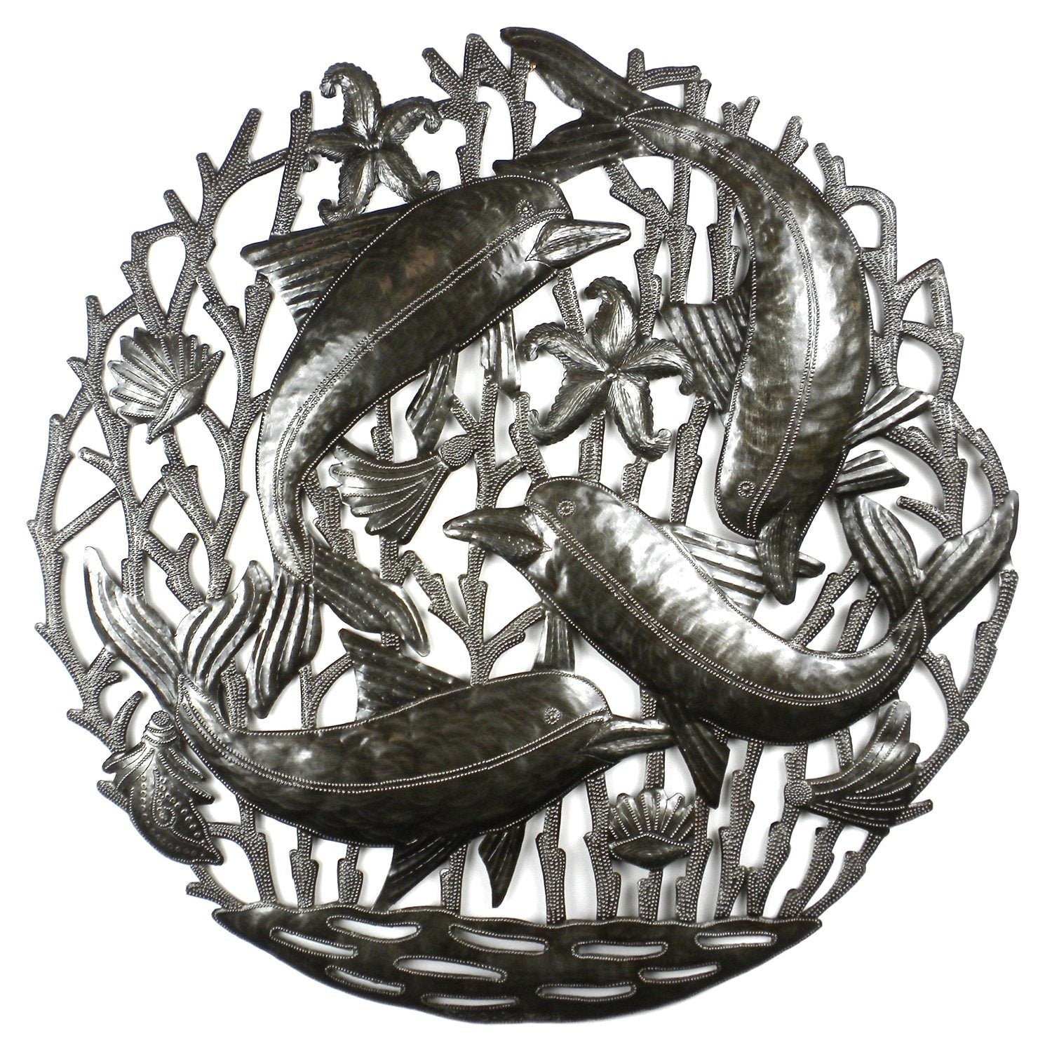 Handmade 24 Inch Dolphin Pod Metal Wall Art Haiti