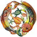 Handmade 24 Inch Painted Two Leaping Fish Metal Wall Art Haiti