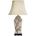 Handmade 26 Inch White And Red Cherry Blossom Porcelain Vase Lamp China