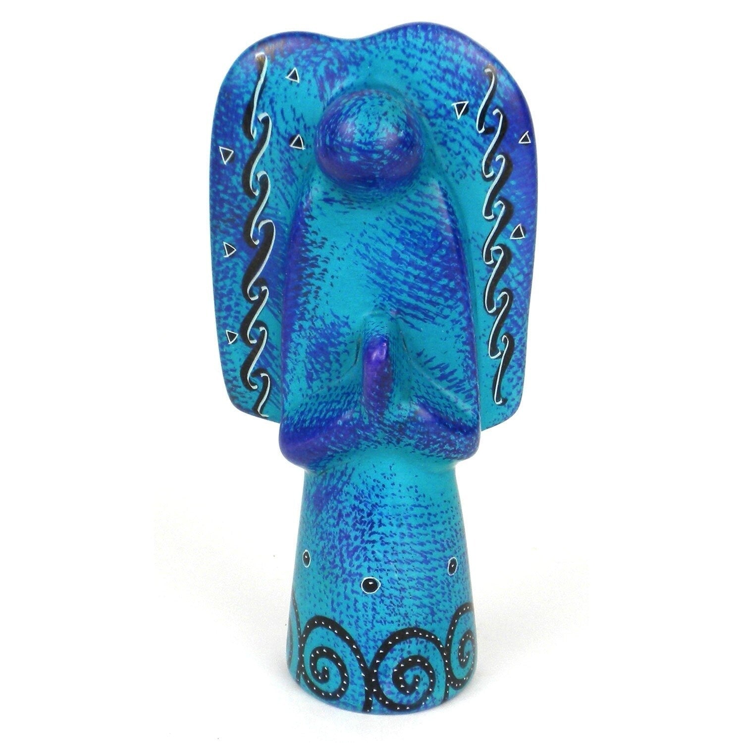 Handmade 5 Inch Soapstone Angel Sculpture In Blue Kenya