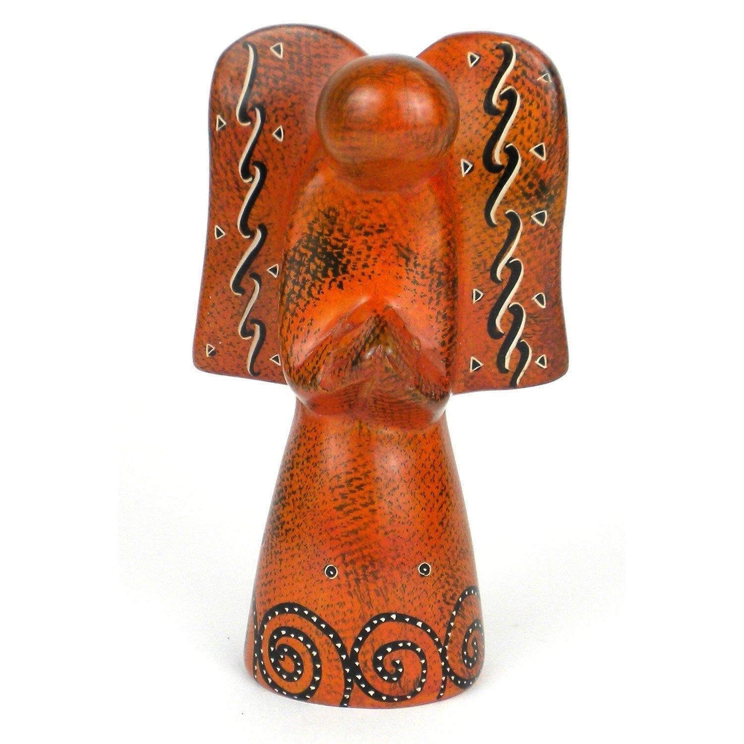 Handmade 5 Inch Soapstone Angel Sculpture In Orange Kenya