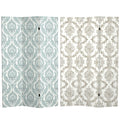 6 Ft. Tall Double Sided Ivory Damask Canvas Room Divider
