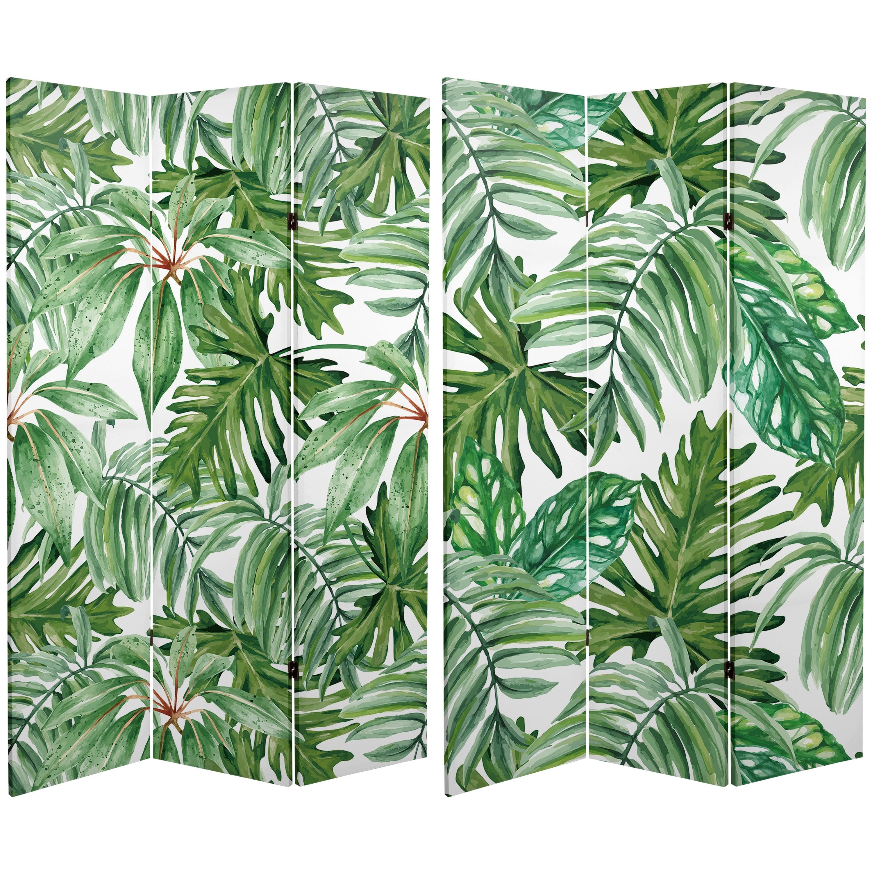 6 Ft. Tall Double Sided Palm Leaves Canvas Room Divider