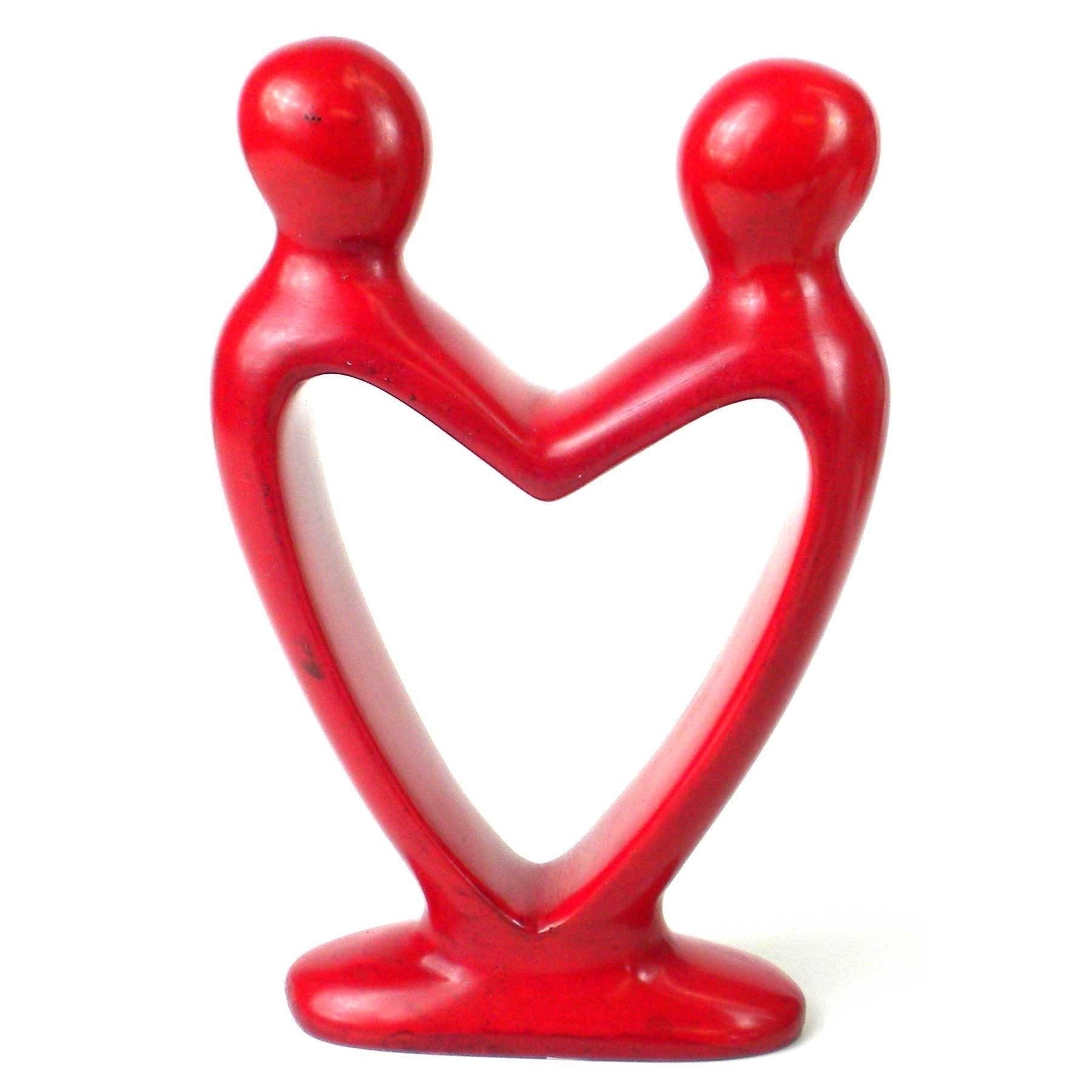 Handmade 8 Inch Red Soapstone Lovers Heart Sculpture Kenya