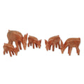 Handmade African Antelopes Set Of 5 Teak Sculptures Ghana 21 X 15 X 7