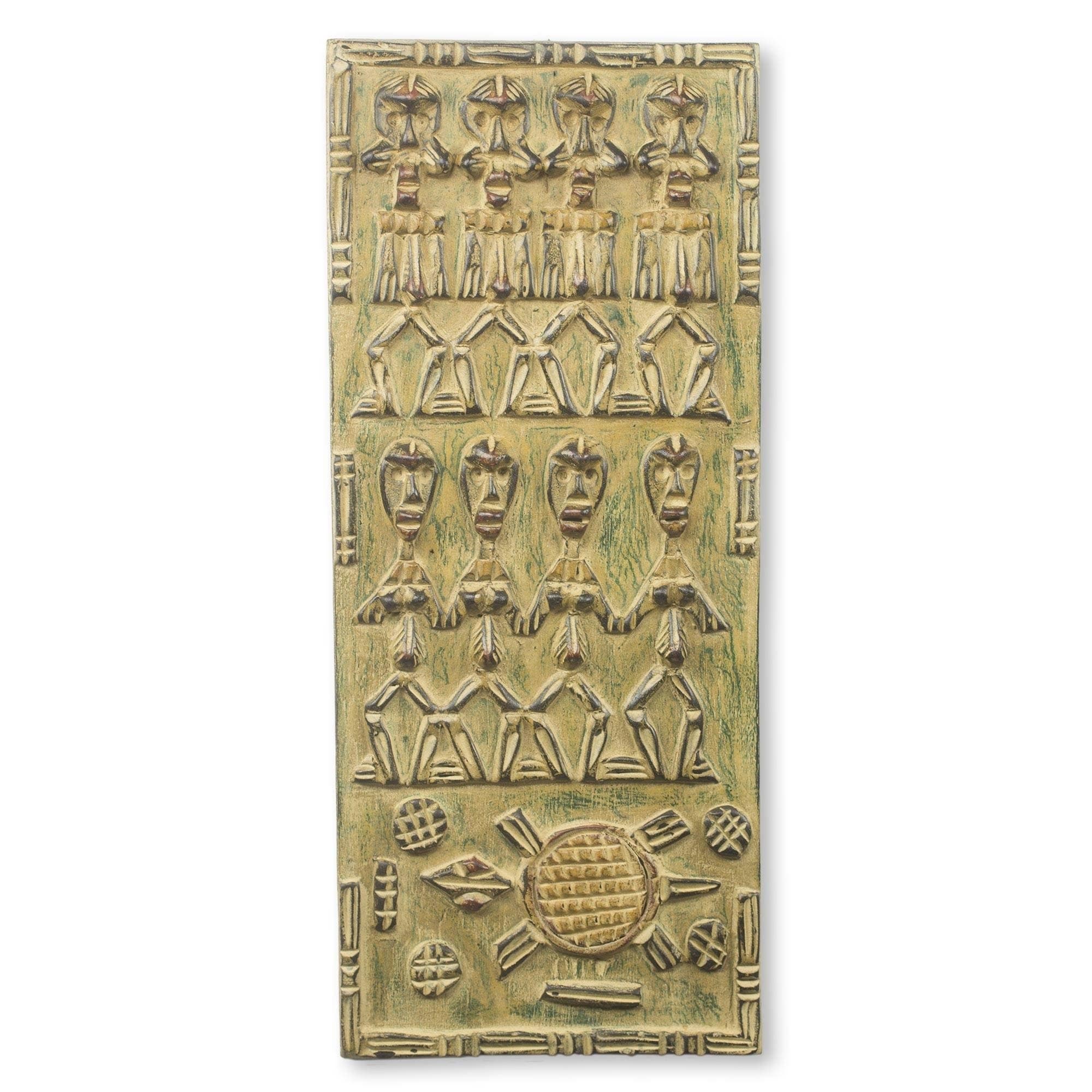 Handmade African Relief Panel Balase Dogon Board Ghana Brown
