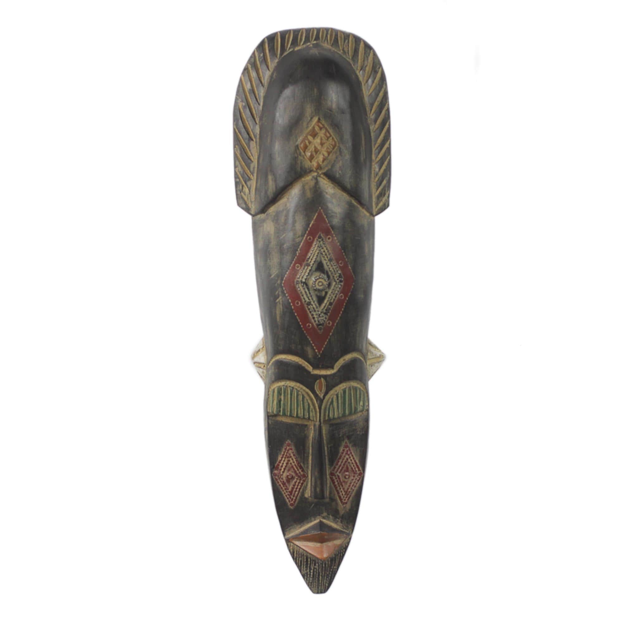 Handmade African Wood And Aluminum Mask Ghana