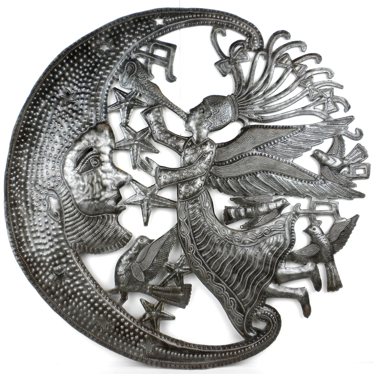 Handmade Angel And Moon Metal Wall Art Haiti
