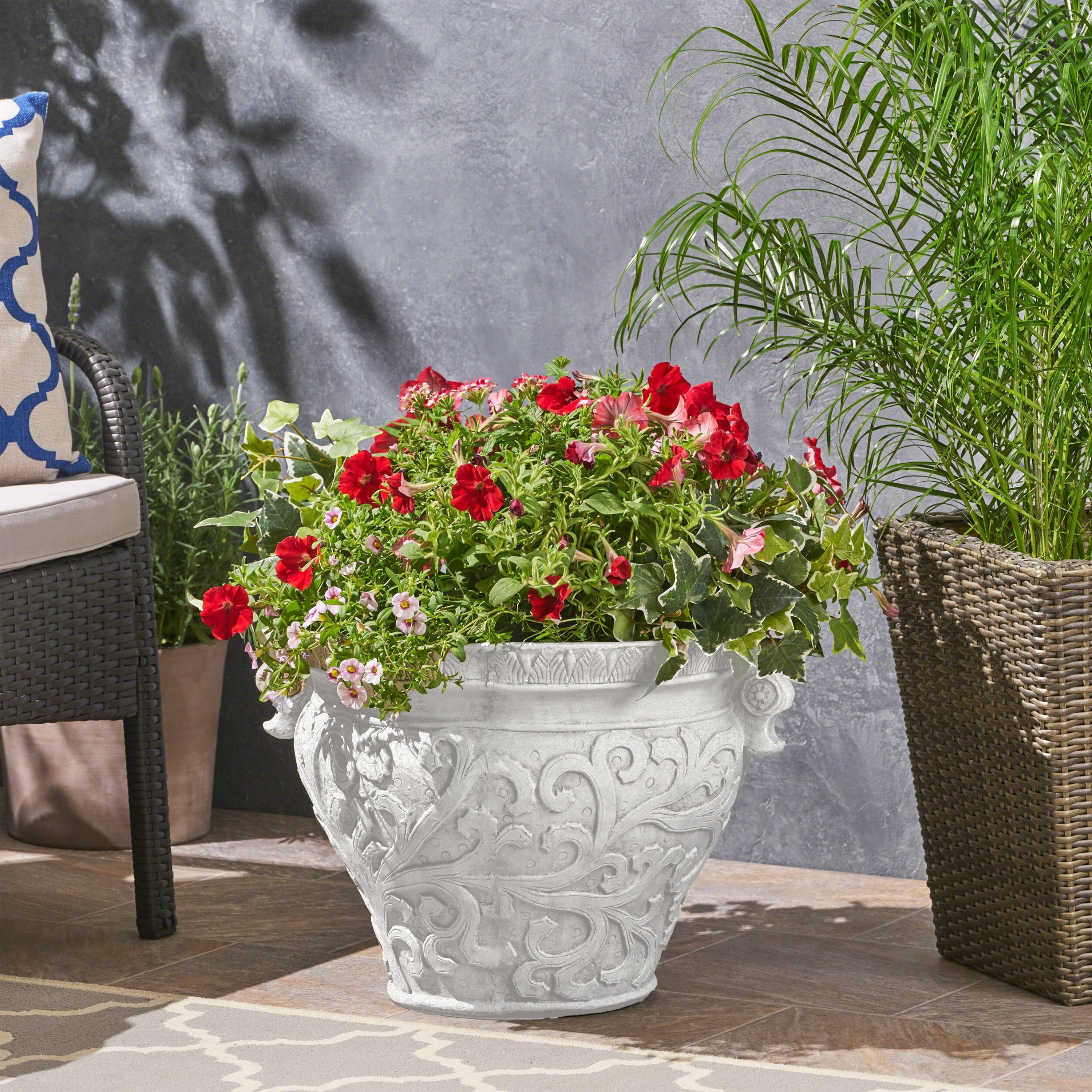 Handmade Antique White Indoor Outdoor Planter For Flowers And Plants