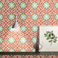 Argana In Green And Red Handmade 8X8 Inch Moroccan Tile Pack Of 12