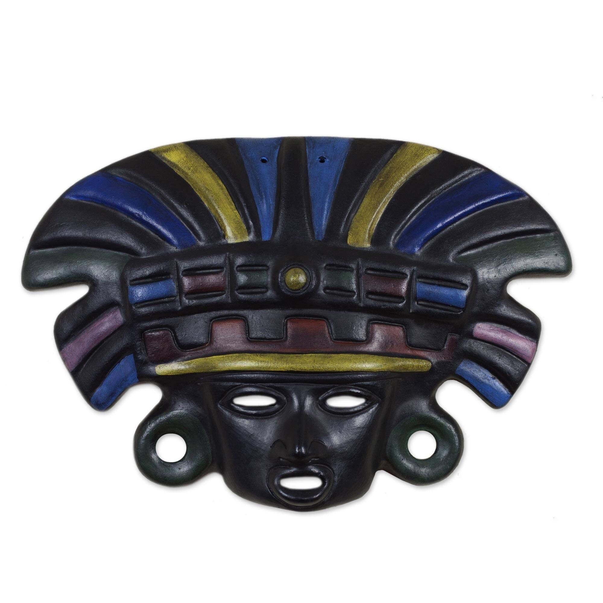 Handmade Aztec Warrior Ceramic Mask Mexico