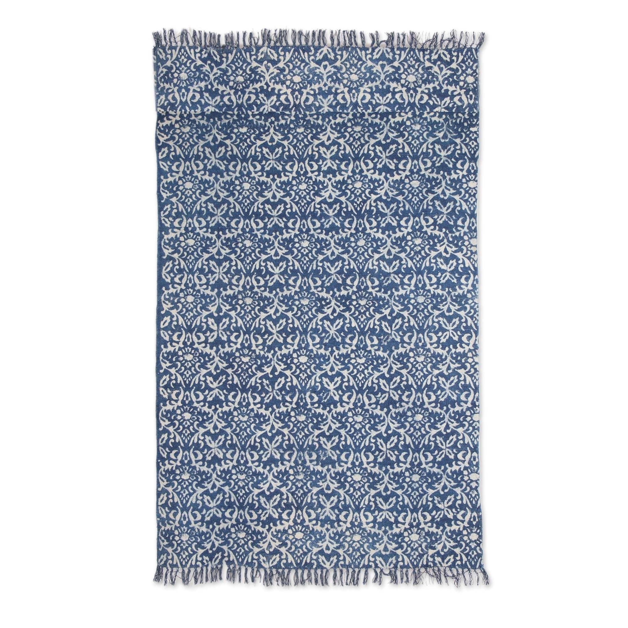 Handmade Azure Majesty Cotton Area Rug India Big