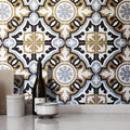 Baha Grey And Gold Handmade Moroccan 8 X 8 Inch Cement And Granite Floor Or Wall Tile Case Of 12