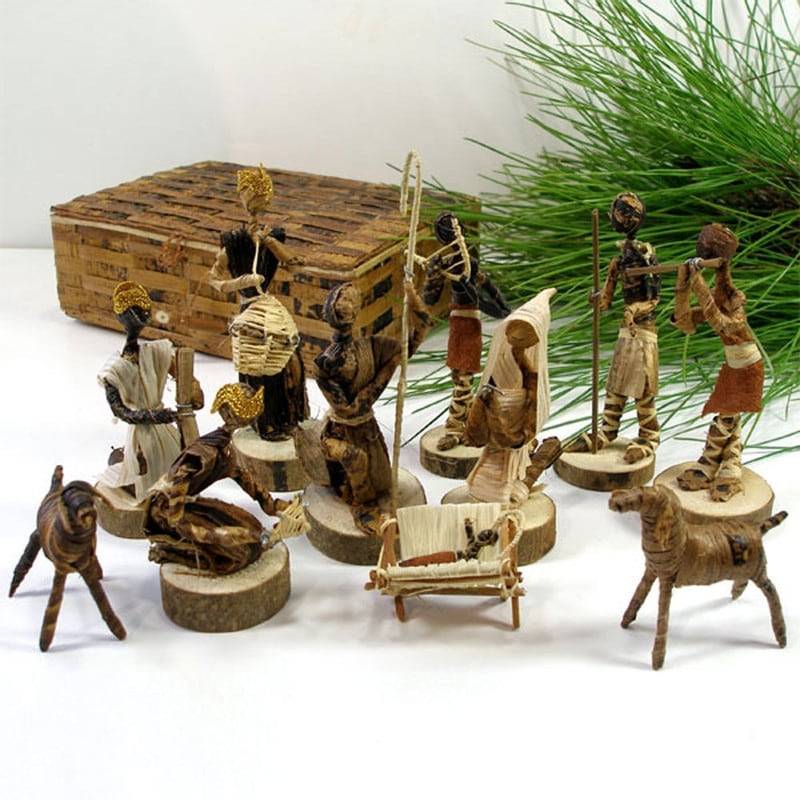 Banana Fiber Handmade Nativity Set Kenya