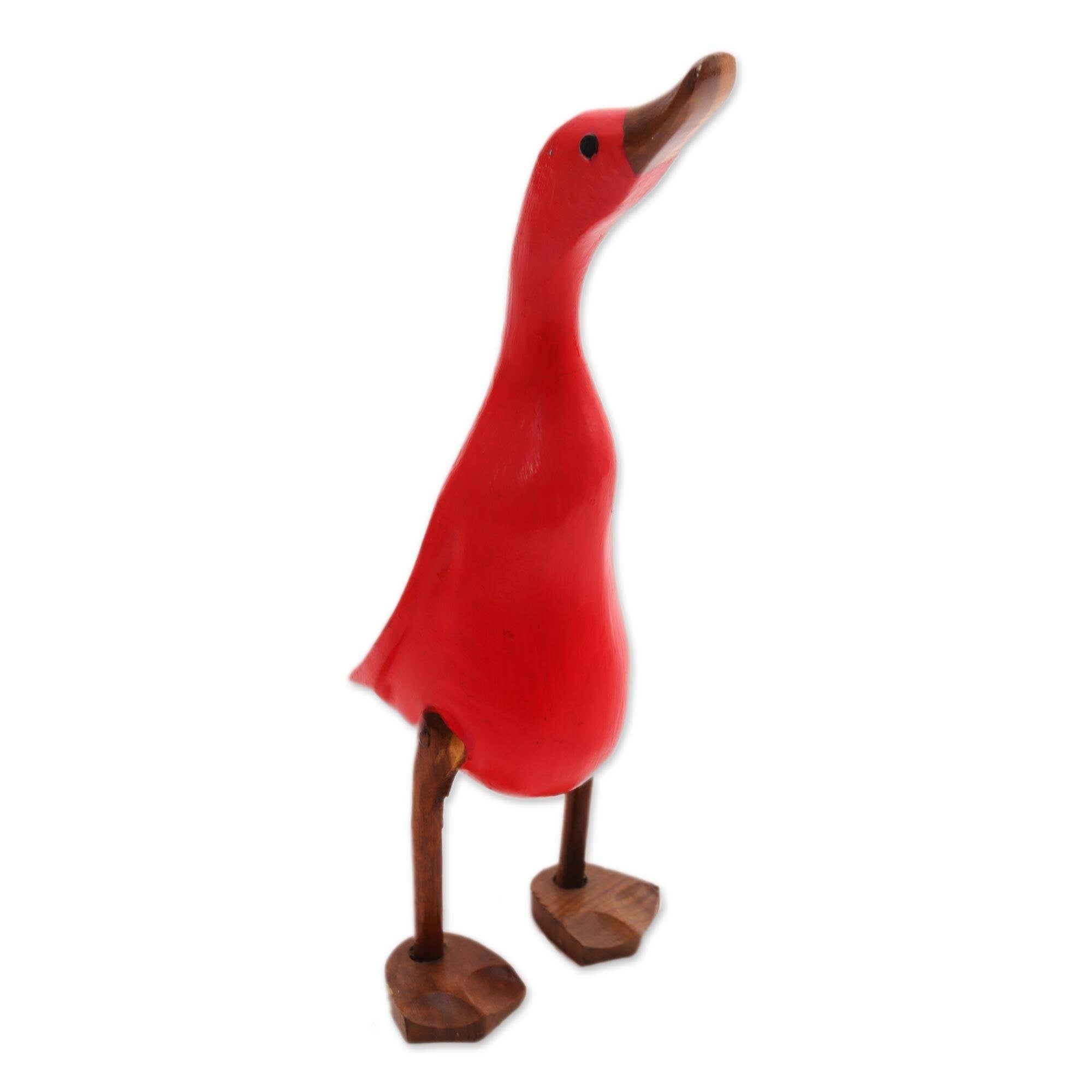 Handmade Barefoot Duck Wood And Bamboo Root Sculpture Indonesia 13 H X 4.3 W X 5.5 D