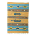 Handmade Beach Side Brilliance Wool Dhurrie Rug India Big