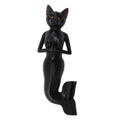 Handmade Black Mermaid Cat Wood Wall Sculpture Indonesia