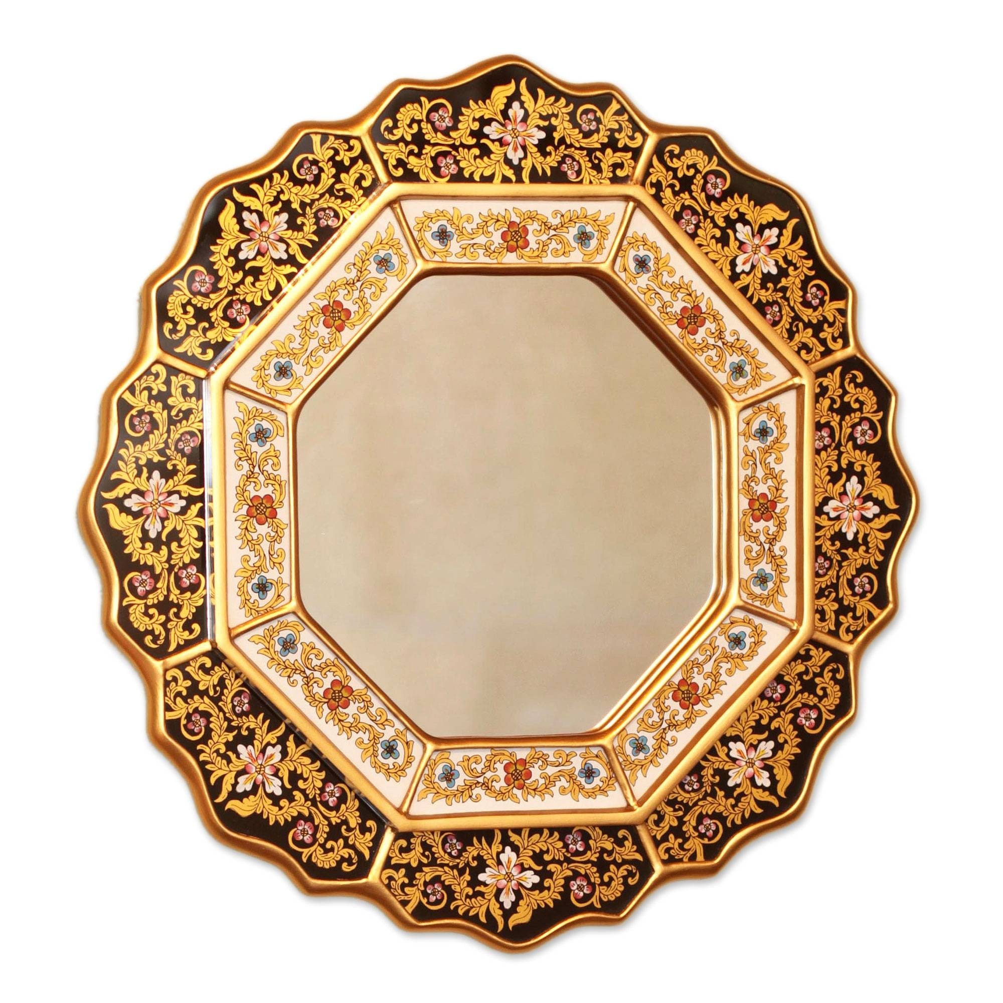 Hand Painted Black Star Mirror Peru Black Metallic
