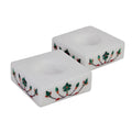 Handmade Blooming Buds In Green Pair Marble Tealight Holders India 18 X 18 X 13