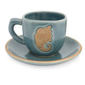 Handmade Blue Thai Elephant Celadon Ceramic Cup And Saucer Thailand 3 H X 4.6 W X 3.2 D