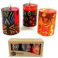 Set Of Three Boxed Handmade Mini Pillar Candles With Bongazi Design Set Of 3 South Africa