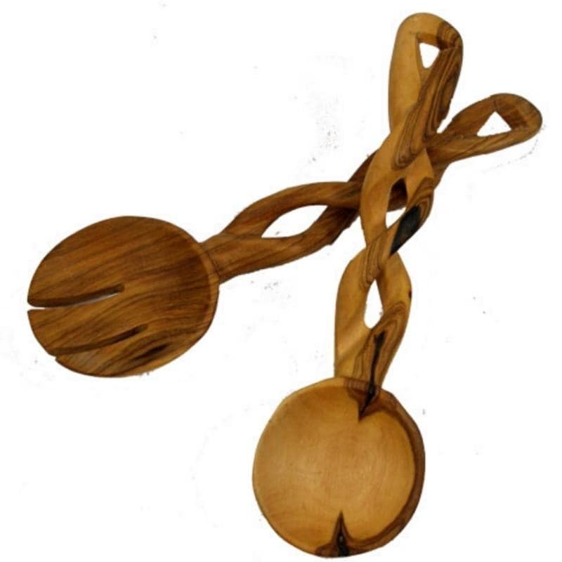 Handmade Olive Wood Salad Tongs Kenya