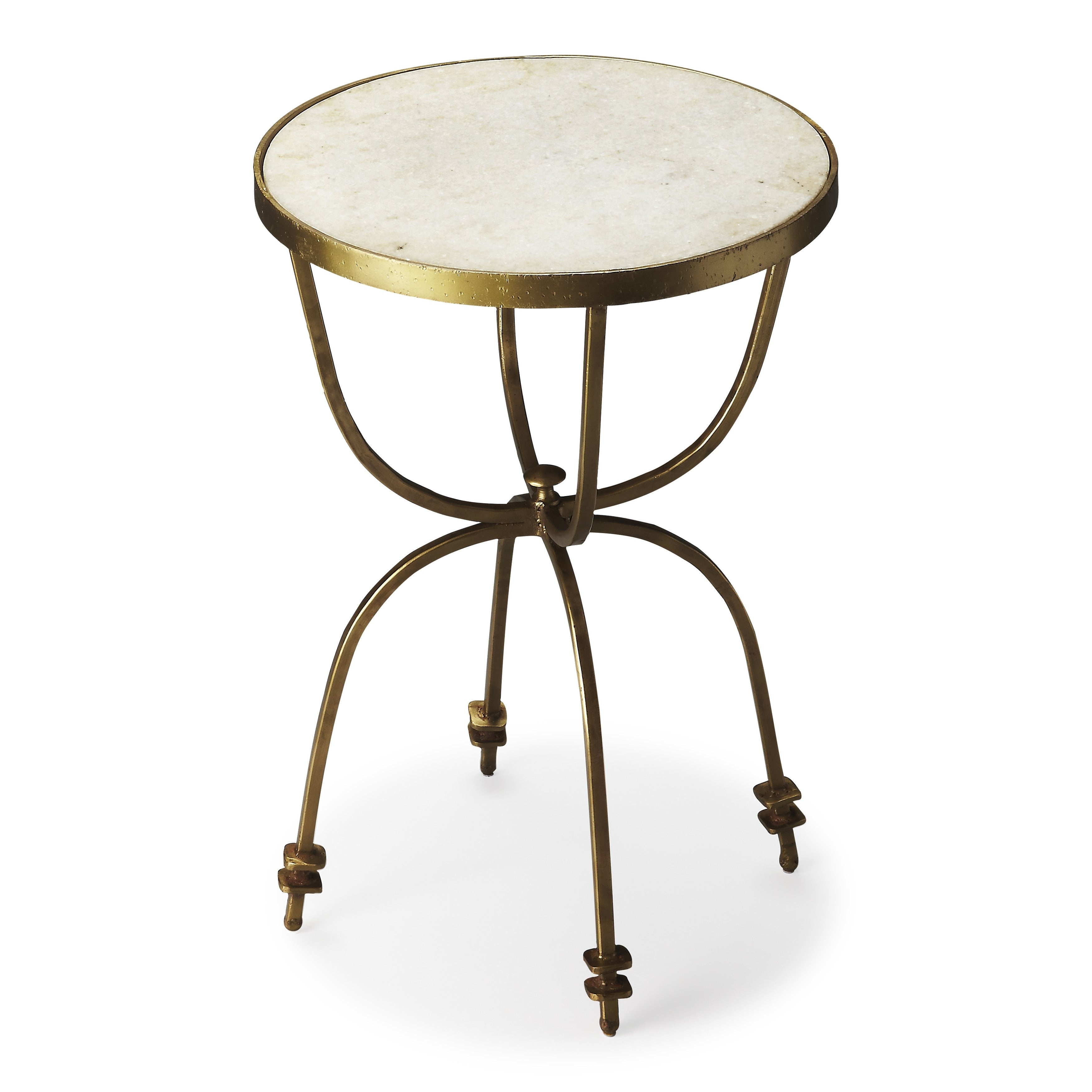 Hager 16 In. W Round Marble Metal Side Table