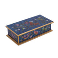 Handmade Butterfly Jubilee In Cyan Reverse Painted Glass Decorative Box Peru 2 H X 7.75 W X 3.9 D