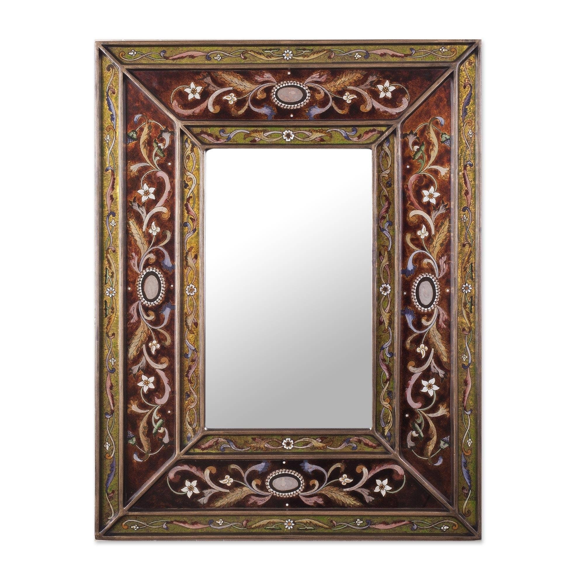 Handmade Cajamarca Warmth Wood Frame Mirror Peru Brown Red