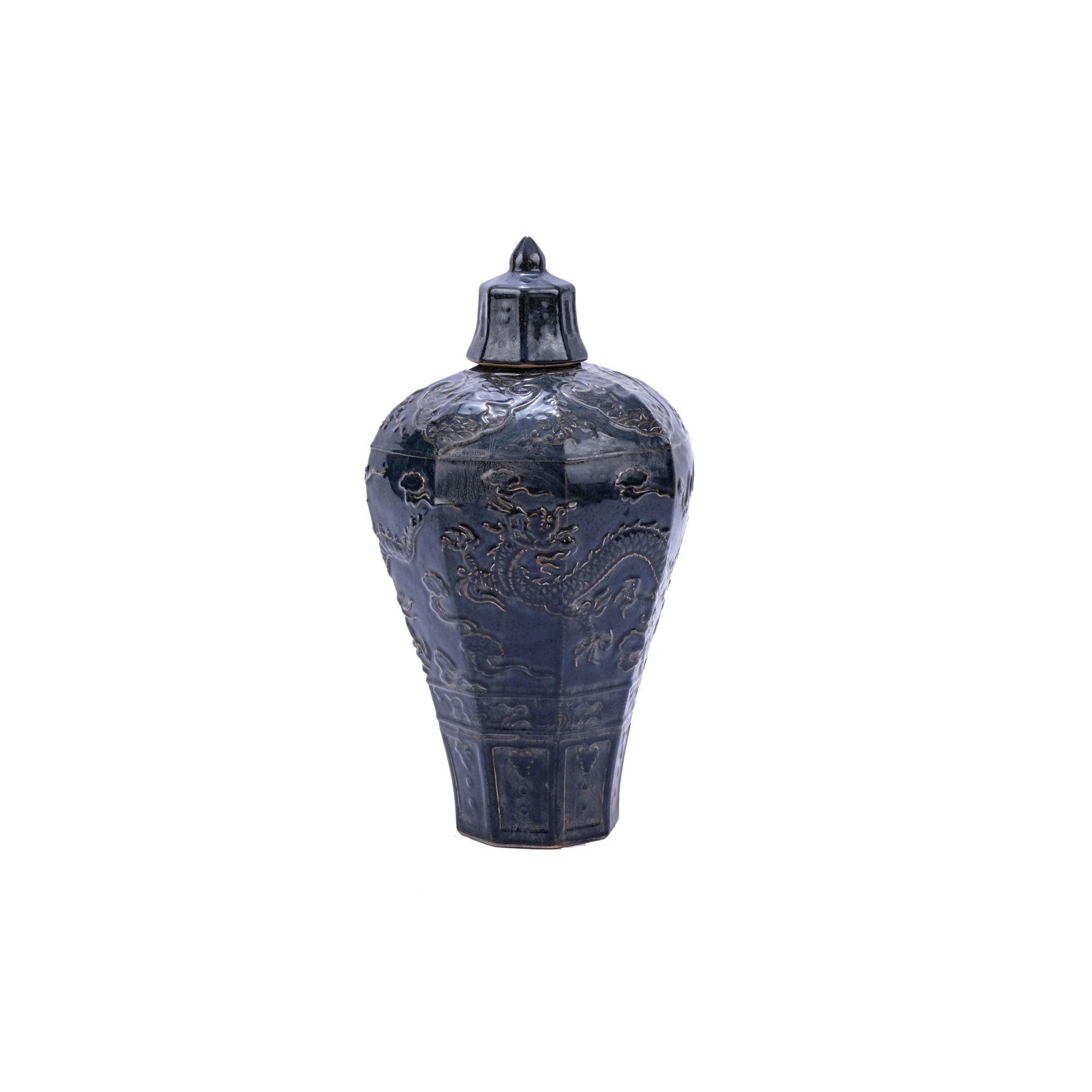 Carved Dragon Plum Floor Vase