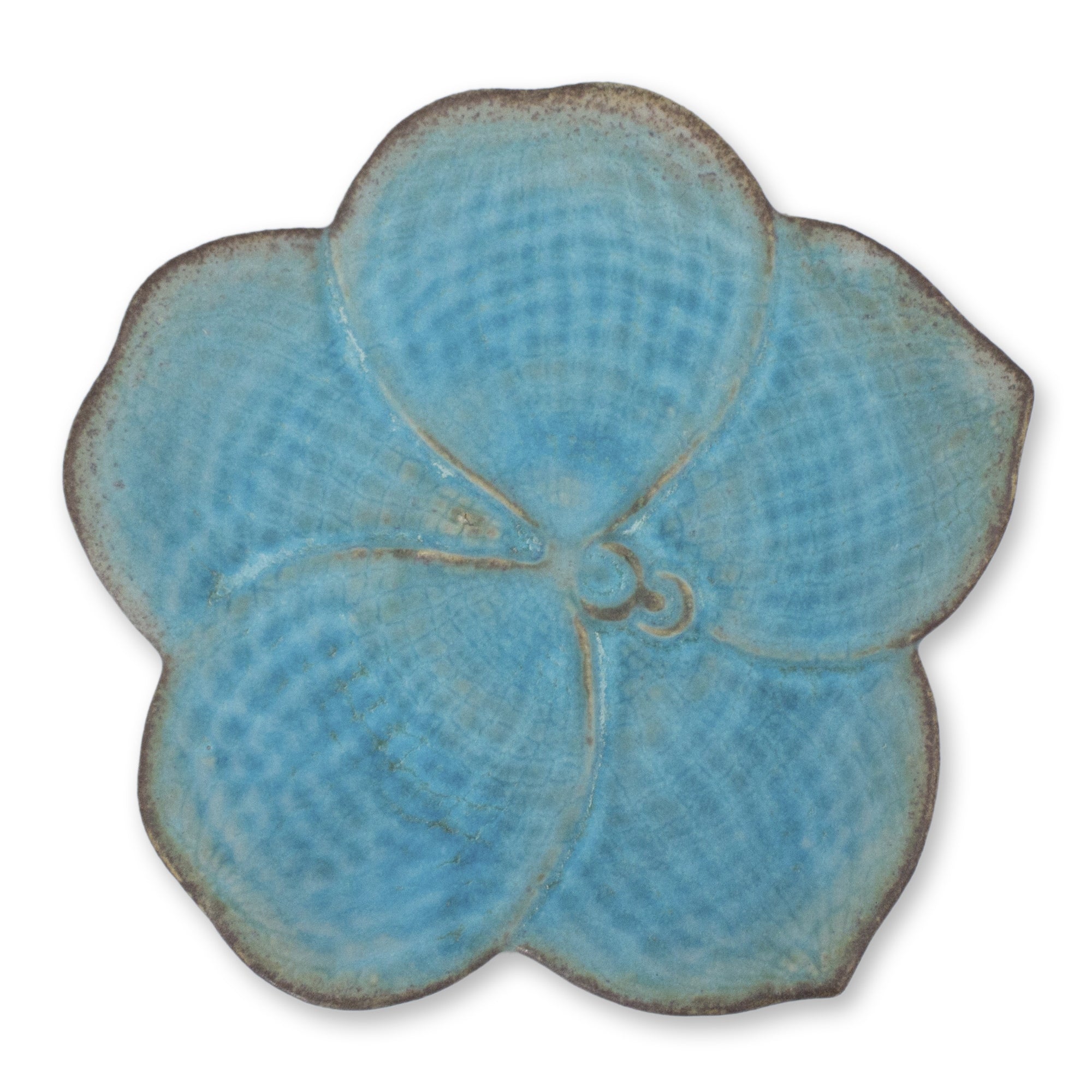 Handmade Celadon Ceramic Turquoise Vanda Serving Plate Thailand