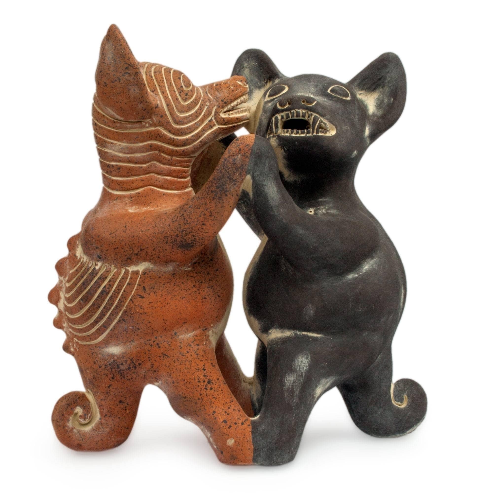 Handmade Ceramic Dancing Colima Dogs Sculpture Mexico