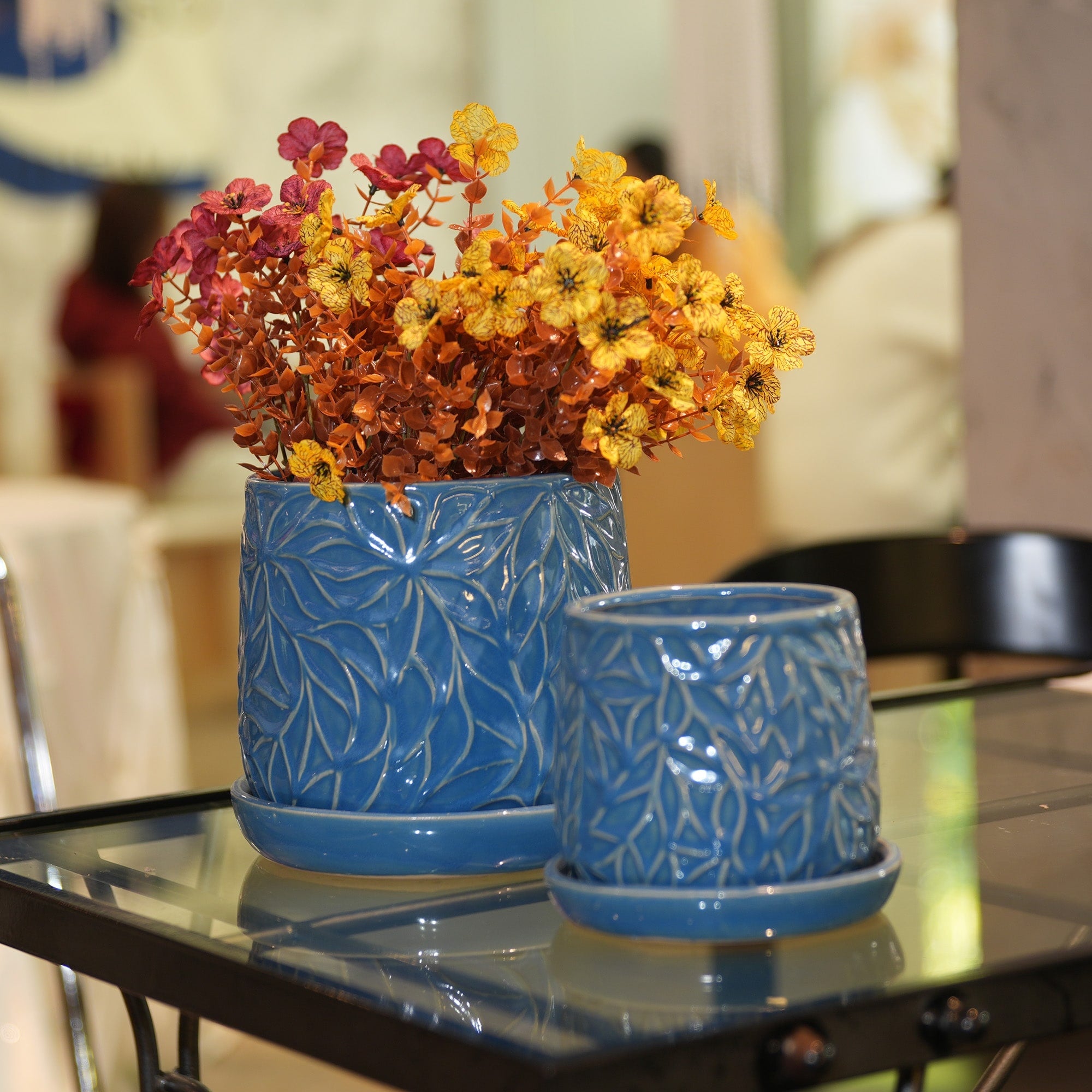 Handmade Ceramic Planter Set Of 2 6 8 Diameter