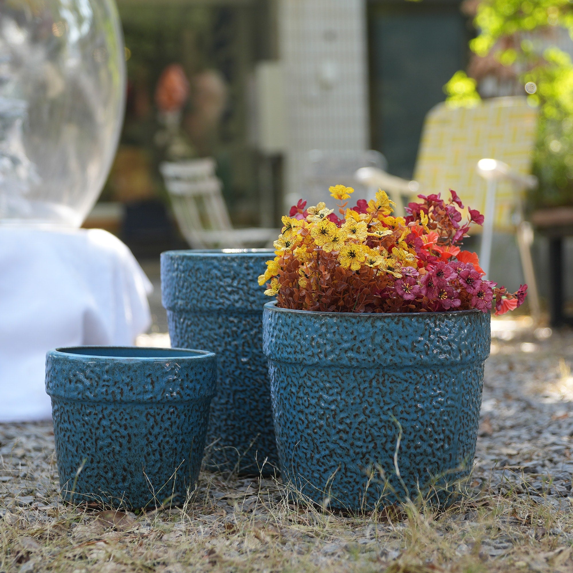 Handmade Ceramic Planter Set Of 3 15 12 9 Inch Diameter