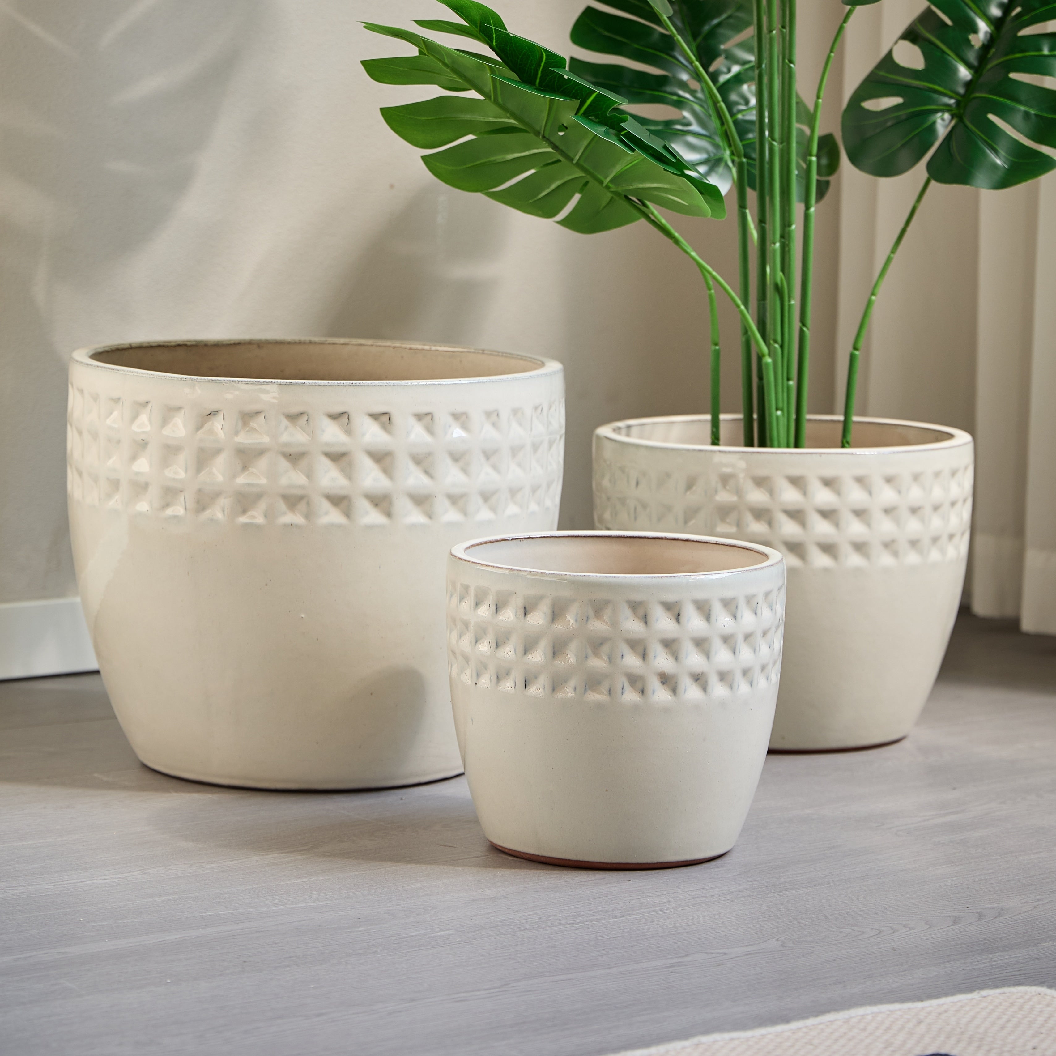 Handmade Ceramic Planter Set Of 3 15 12 9 Inch Diameter