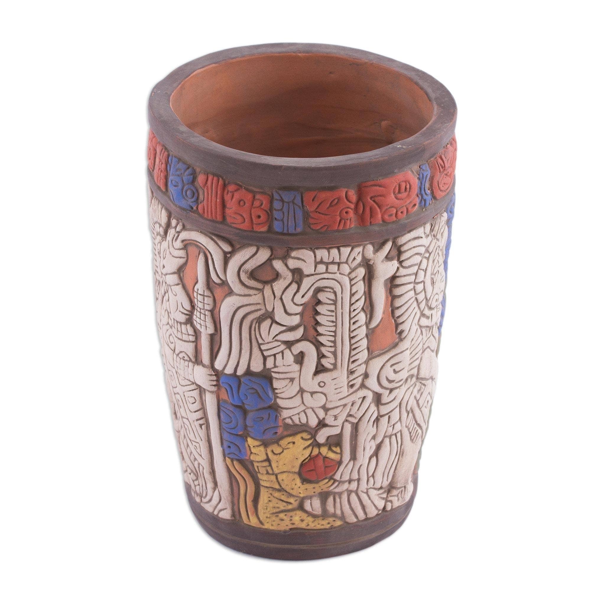 Handmade Ceramic Vase Maya King Of Tikal Mexico