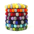 The Curated Nomad Southard Handmade Chakra Color Felt Ball Coasters Set Of 4