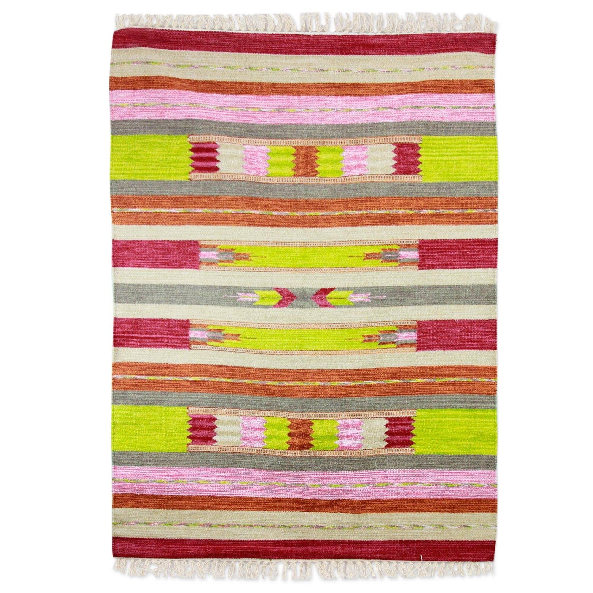 Handmade Cheerful Energy Wool Rug India Big