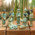 Handmade Christian Ceramic 9 Piece Religious Nativity Scene Thailand